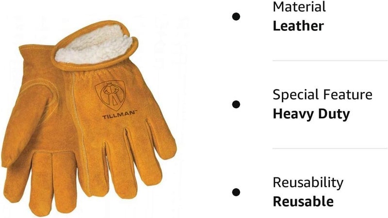 Tillman 1450 Split Cowhide Pile Lined Winter Gloves X-Large, Gold - Image 2
